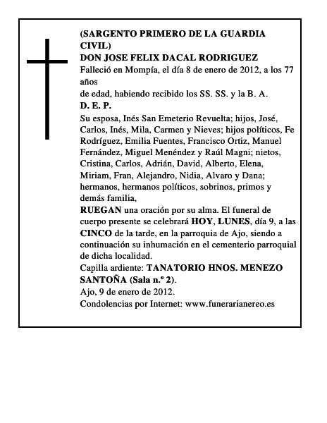 DON JOSE FELIX DACAL RODRIGUEZ