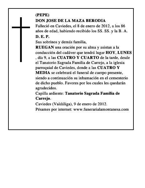 DON JOSE DE LA MAZA BERODIA