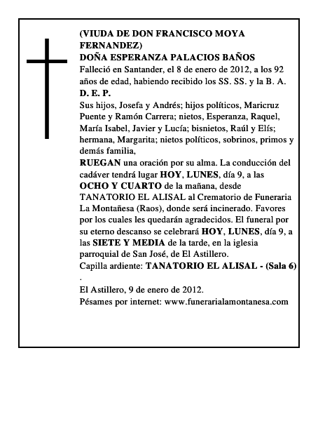 DOÑA ESPERANZA PALACIOS BAÑOS