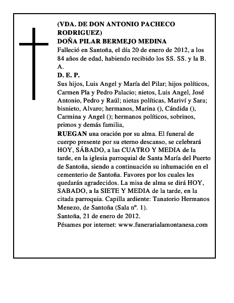 DOÑA PILAR BERMEJO MEDINA