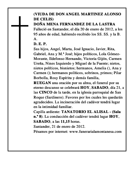 DOÑA MENA FERNANDEZ DE LA LASTRA