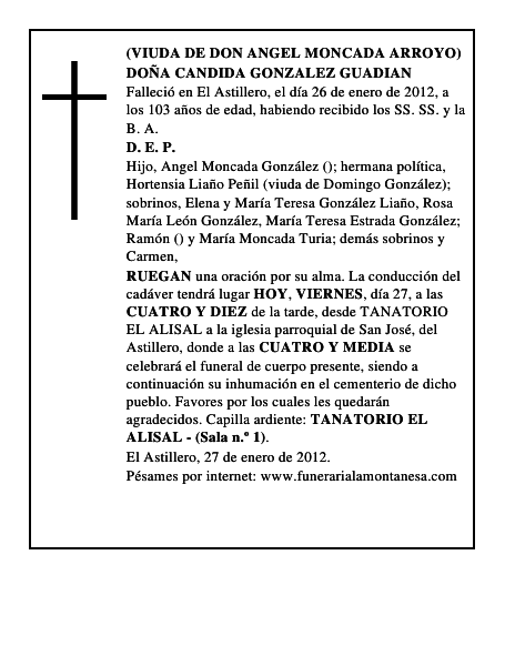 DOÑA CANDIDA GONZALEZ GUADIAN