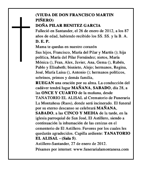 DOÑA PILAR BENITEZ GARCIA