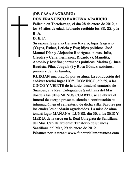 DON FRANCISCO BARCENA APARICIO