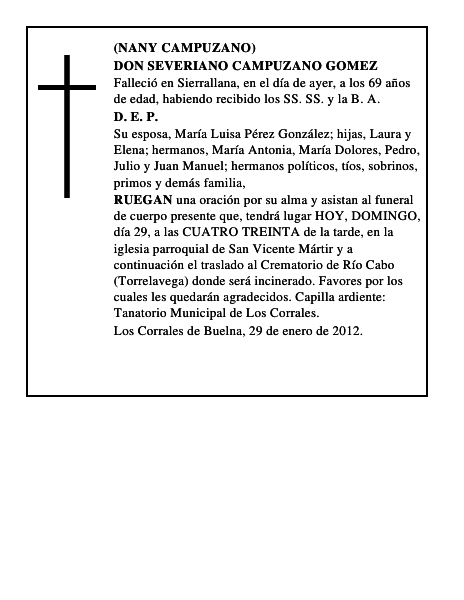 DON SEVERIANO CAMPUZANO GOMEZ