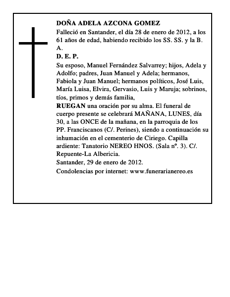 DOÑA ADELA AZCONA GOMEZ