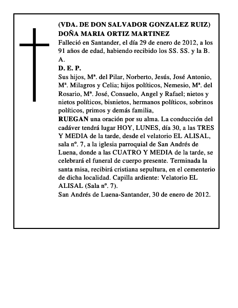 DOÑA MARIA ORTIZ MARTINEZ