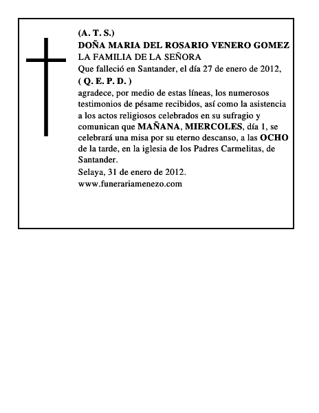 DOÑA MARIA DEL ROSARIO VENERO GOMEZ