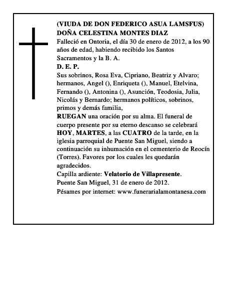 DOÑA CELESTINA MONTES DIAZ