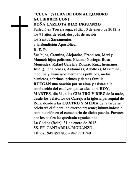 DOÑA CARLOTA DIAZ INGUANZO