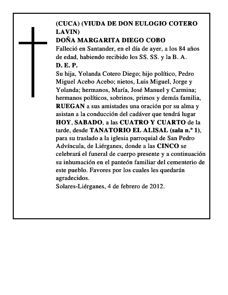 DOÑA MARGARITA DIEGO COBO