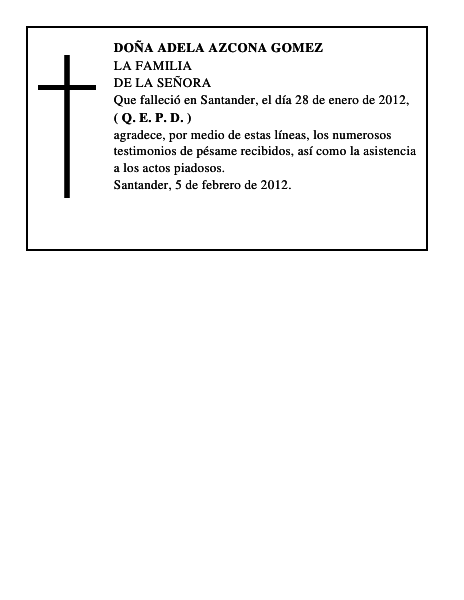 DOÑA ADELA AZCONA GOMEZ