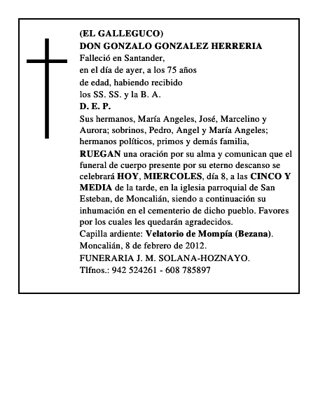 DON GONZALO GONZALEZ HERRERIA