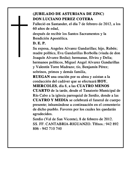 DON LUCIANO PEREZ COTERA