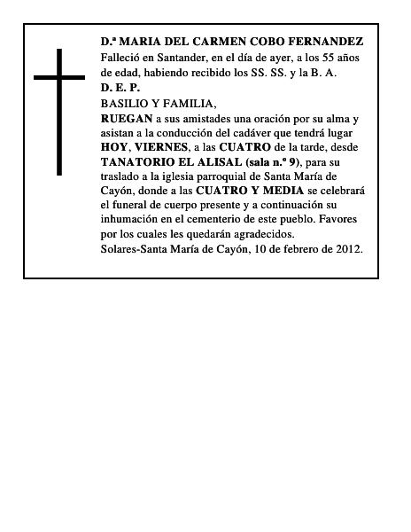D.ª MARIA DEL CARMEN COBO FERNANDEZ