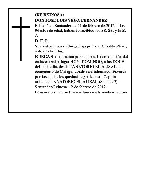 DON JOSE LUIS VEGA FERNANDEZ