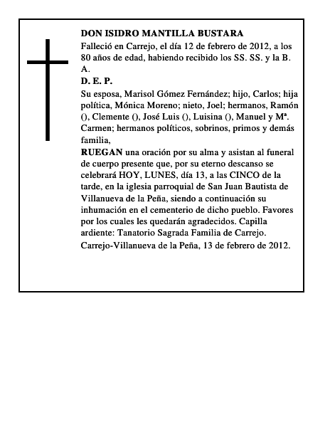 DON ISIDRO MANTILLA BUSTARA