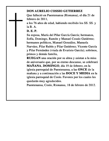 DON AURELIO COSSIO GUTIERREZ