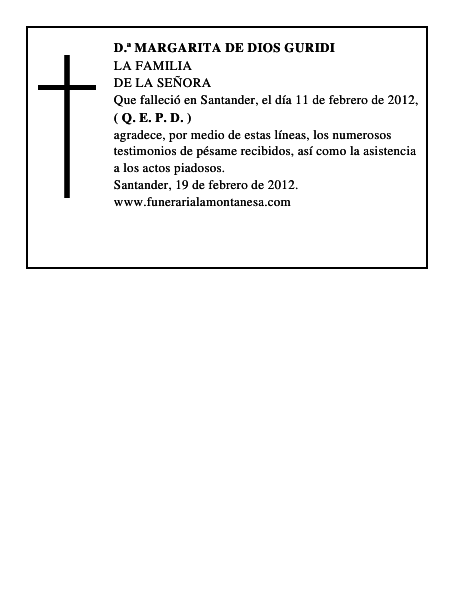 D.ª MARGARITA DE DIOS GURIDI