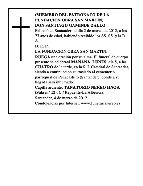 DON SANTIAGO GAMINDE ZALLO