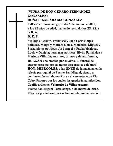 DOÑA PILAR ARABIA GONZALEZ
