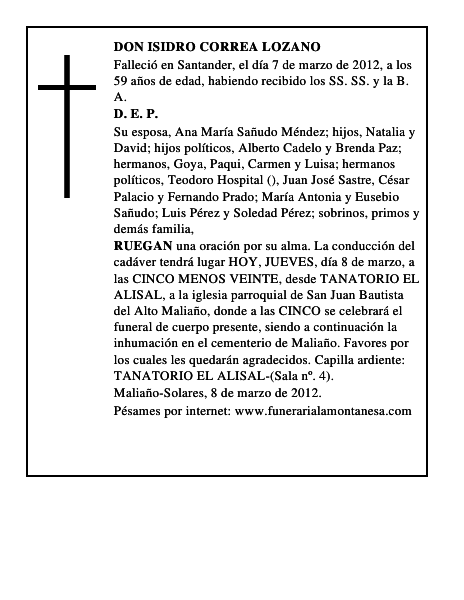 DON ISIDRO CORREA LOZANO