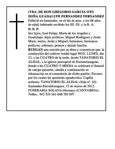DOÑA GUADALUPE FERNANDEZ FERNANDEZ