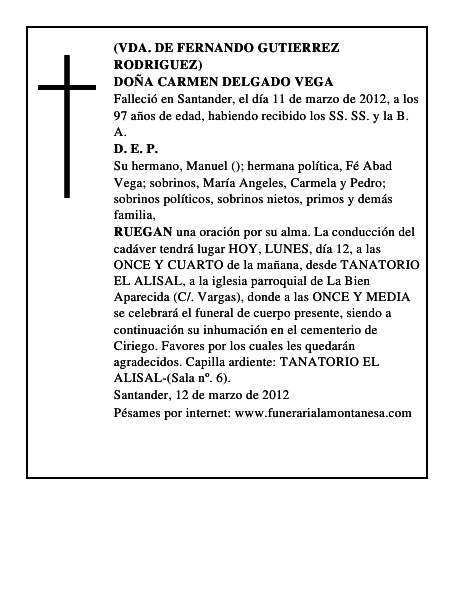 DOÑA CARMEN DELGADO VEGA