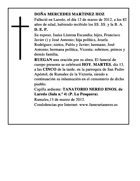 DOÑA MERCEDES MARTINEZ HOZ