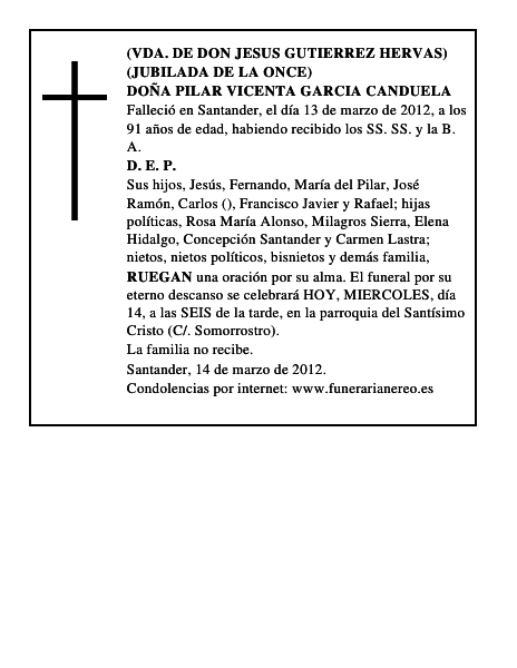 DOÑA PILAR VICENTA GARCIA CANDUELA