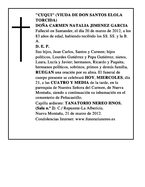 DOÑA CARMEN NATALIA JIMENEZ GARCIA