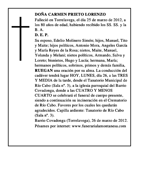 DOÑA CARMEN PRIETO LORENZO