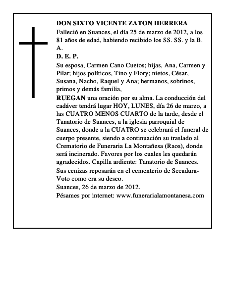 DON SIXTO VICENTE ZATON HERRERA