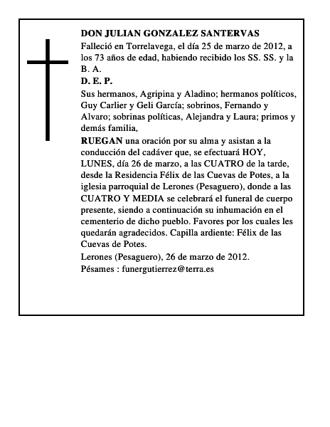 DON JULIAN GONZALEZ SANTERVAS