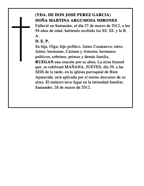 DOÑA MARTINA ARGUMOSA MIRONES