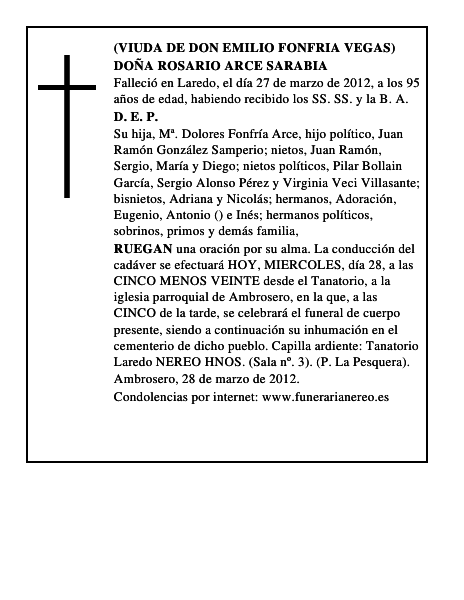 DOÑA ROSARIO ARCE SARABIA