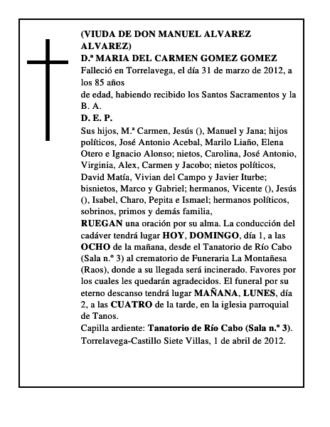 D.ª MARIA DEL CARMEN GOMEZ GOMEZ