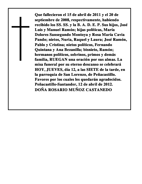 DOÑA ROSARIO MUÑOZ CASTANEDO