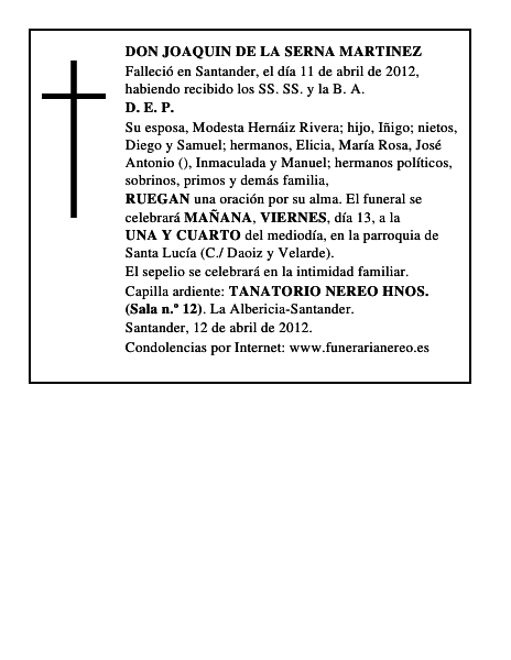 DON JOAQUIN DE LA SERNA MARTINEZ
