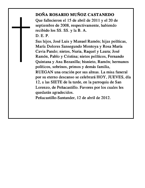 DOÑA ROSARIO MUÑOZ CASTANEDO