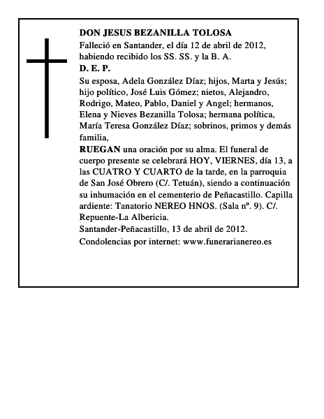 DON JESUS BEZANILLA TOLOSA