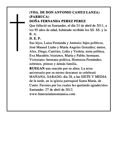DOÑA FERNANDA PEREZ PEREZ