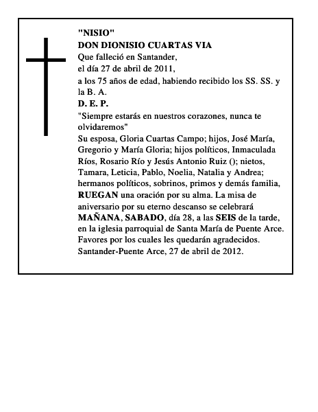 DON DIONISIO CUARTAS VIA