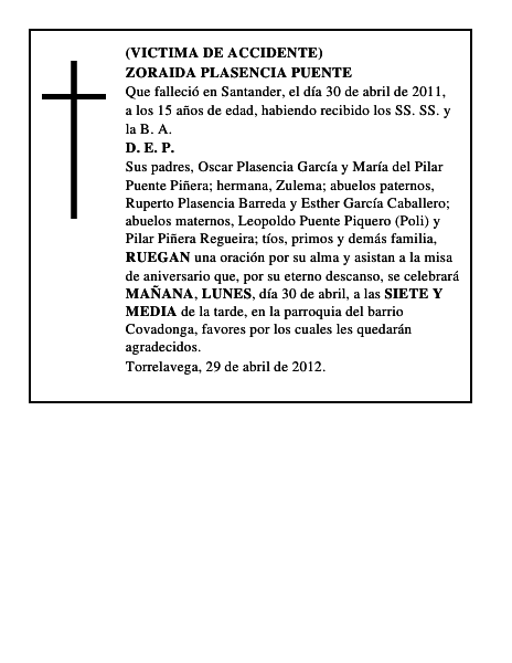 ZORAIDA PLASENCIA PUENTE
