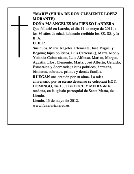 DOÑA M.ª ANGELES MATIENZO LANDERA