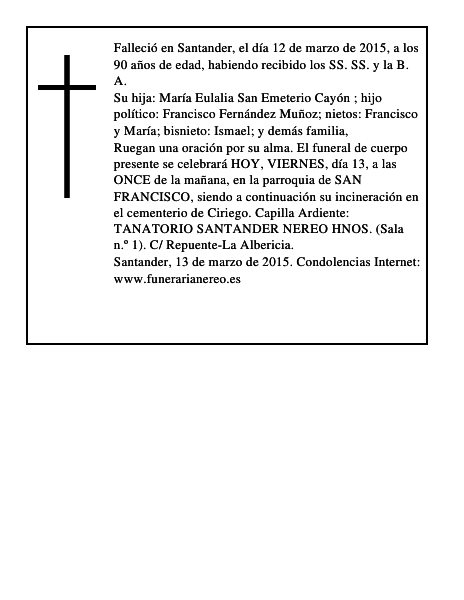 ANTOLINA SAN EMETERIO CAYÓN