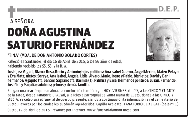 Doña Agustina Saturio Fernández