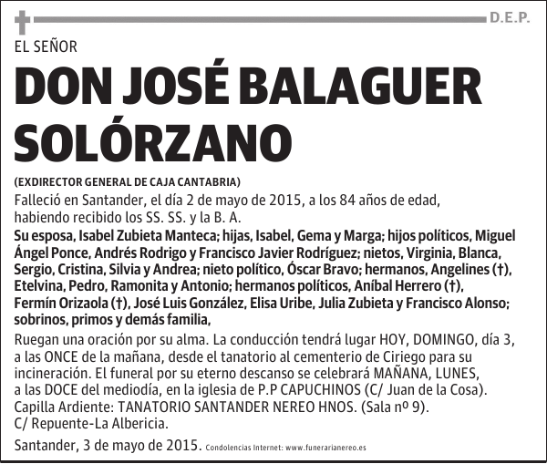 DON JOSE BALAGUER SOLORZANO