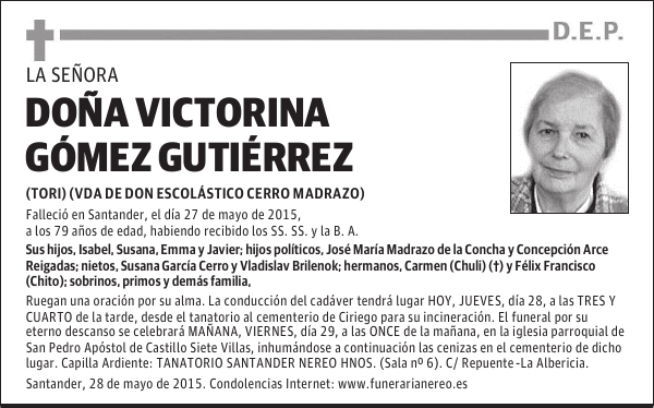 VICTORINA GOMEZ GUTIERREZ