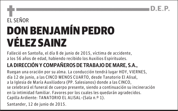 Benjamín Pedro Vélez Sainz 2